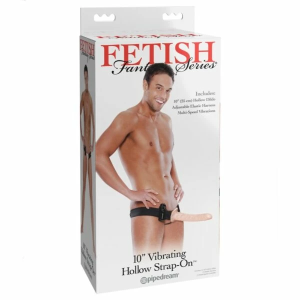 Wholesale โญ Best Couples Sex Toys Fetish Fantasy โ 10โณ Vibrating Hollow Strap-On Flesh ๐ฅ