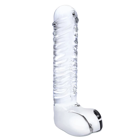 Brand new ๐ฅ Glas โ Realistic Ribbed Glass G-Spot Dildo With Balls ๐