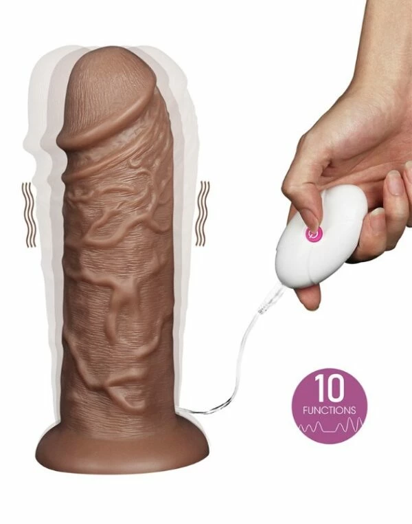 Best Sale ๐ Camming Sex Toys For Him Love Toy โ Realistic Chubby Brown Vibrating 10.5 Inch Dildo ๐ - Image 2