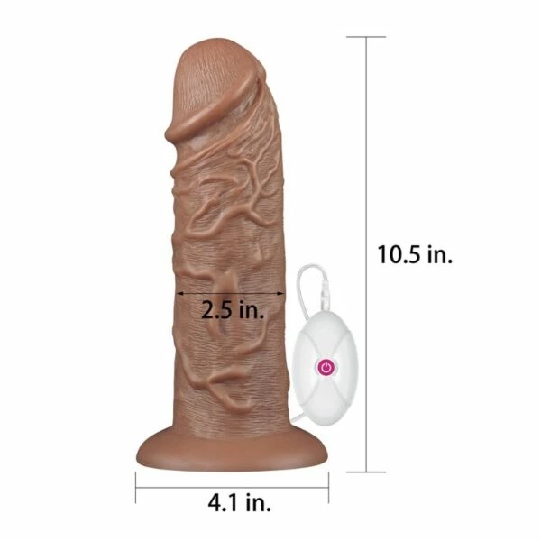 Best Sale ๐ Camming Sex Toys For Him Love Toy โ Realistic Chubby Brown Vibrating 10.5 Inch Dildo ๐ - Image 7